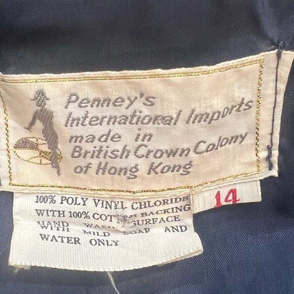 VTG 60's Penney's International Imports Vegan Leather Jacket Navy Blue Size 14 S - Picture 11 of 12